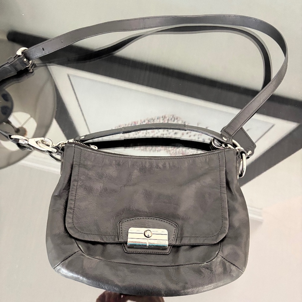 Coach "Kristen" Black Leather Crossbody Purse